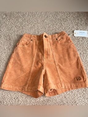 Billabong x Wrangler Orange Corduroy High Waist Shorts